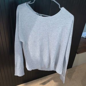 Gray sweater with cut out back